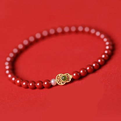 Buddhist Blessing Gourd Pearl Cinnabar Blessing Beads Bracelet
