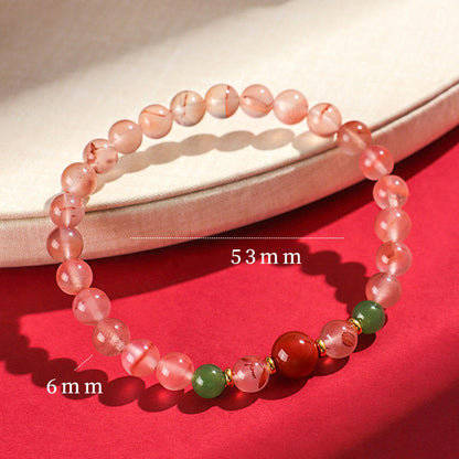 Buddhist Blessing South Red Agate Butterfly Orchid Hetian Jade Luck Bracelet