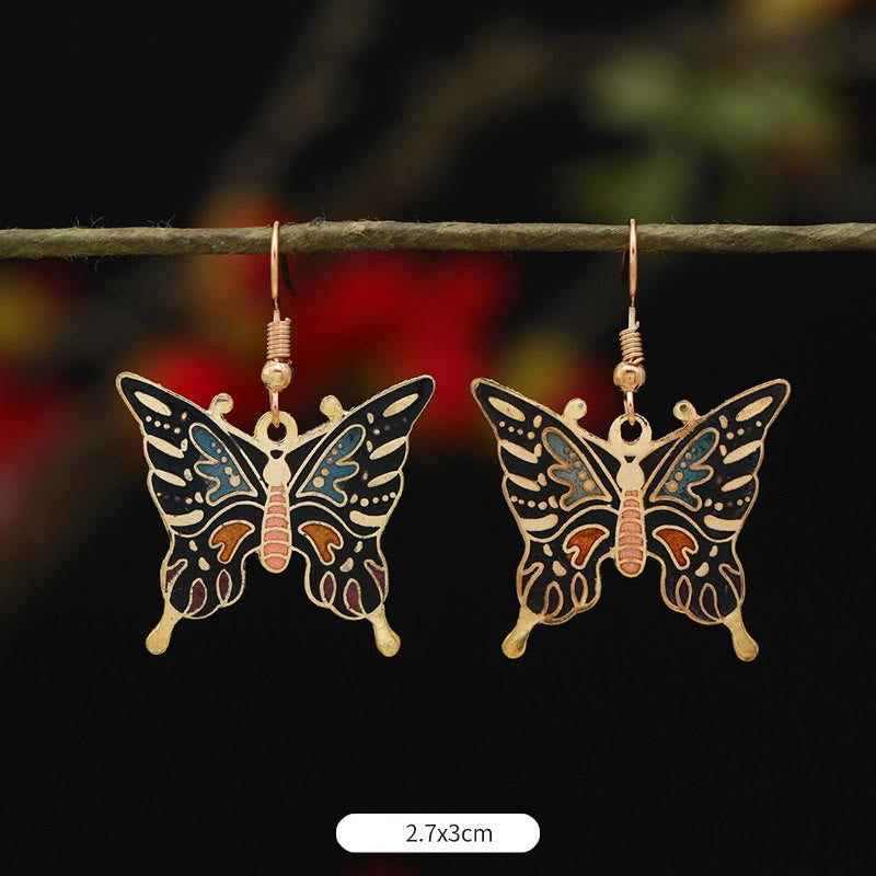 Buddhist Blessing Lotus Butterfly Flower Alloy Copper Enlightenment Drop Earrings