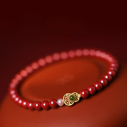 Buddhist Blessing Gourd Pearl Cinnabar Blessing Beads Bracelet