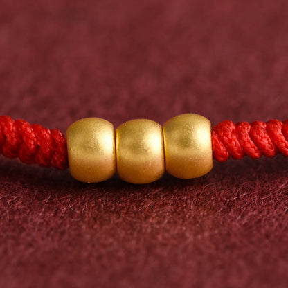 Buddhist Blessing 999 Gold Mini Three Beads Design Handmade Luck Rope Bracelet Anklet