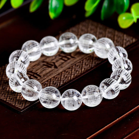 Buddhist Blessing Heart Sutra Natural White Crystal Protection Bracelet
