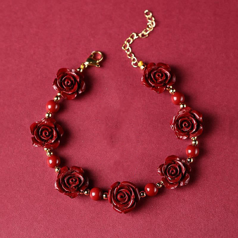 Buddhist Blessing Cinnabar Rose Blessing Bracelet