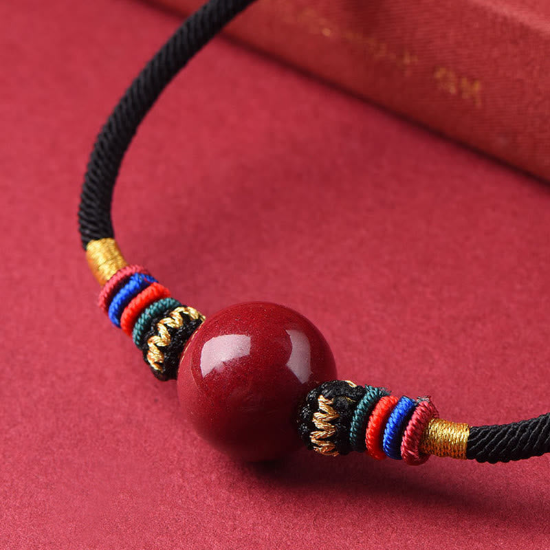 Buddhist Blessing Cinnabar Lucky Bead Keep Away Evil Spirits Necklace Pendant