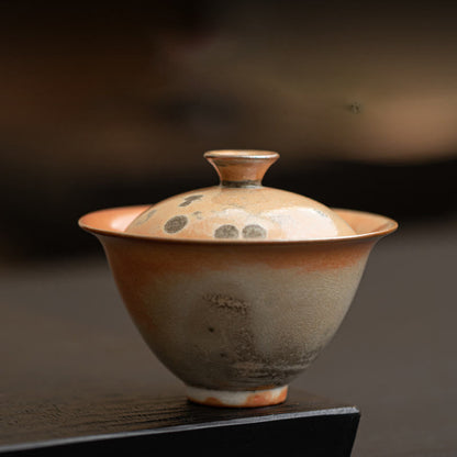 Buddhist Blessing Cute Cat Ceramic Gaiwan Teacup Kung Fu Tea Cup With Lid 130ml