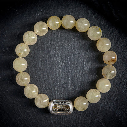 Buddhist Blessing Natural Citrine Om Mani Padme Hum Prosperity Bracelet