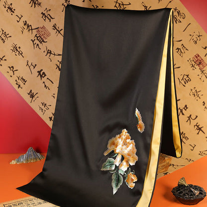 Buddhist Blessing Polyester Shawl Yulan Butterfly Bamboo Magpie Suzhou Embroidery Winter Cozy Travel Scarf Wrap