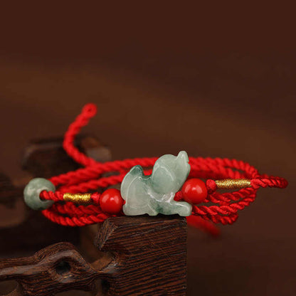Buddhist Blessing Jade Peace Buckle Blessing Red String Belly Chain