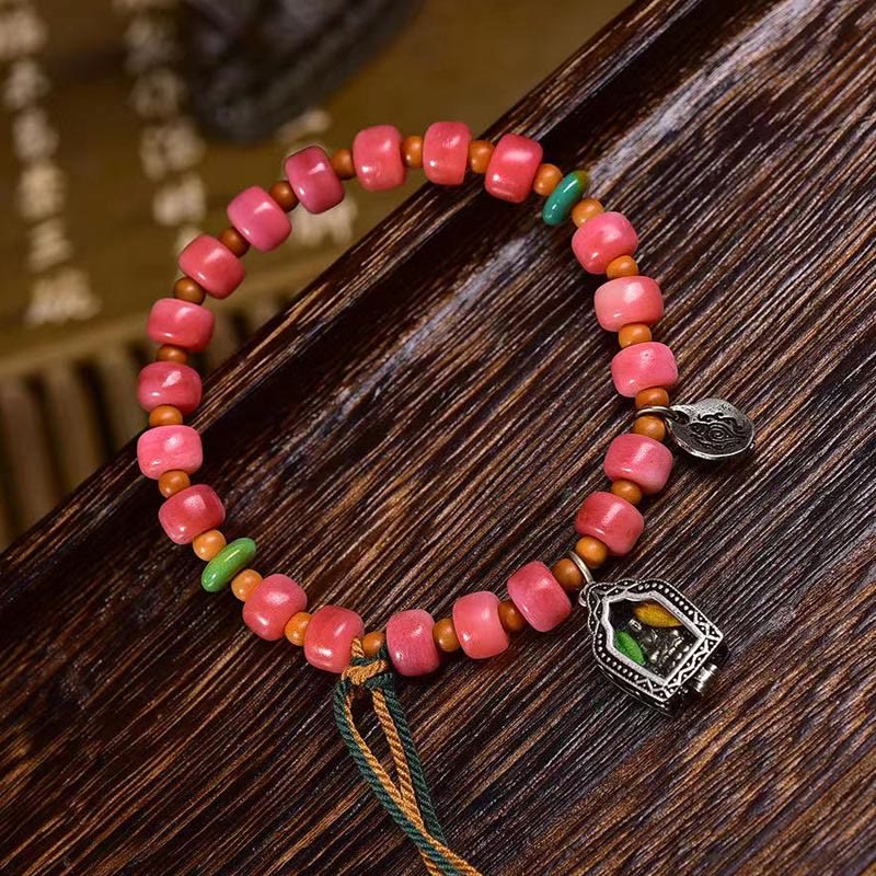 Buddhist Blessing Tibetan Camel Bone Red Agate Luck Bracelet