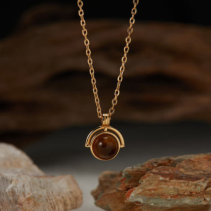 Buddhist Blessing Red Agate Tiger Eye Aquamarine Moonstone 925 Sterling Silver Confidence Necklace Pendant
