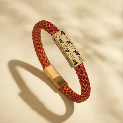 Buddhist Blessing Tibetan Om Mani Padme Hum Various Colors Rope Gold Thread Diamond Knot Luck Buckle Bracelet