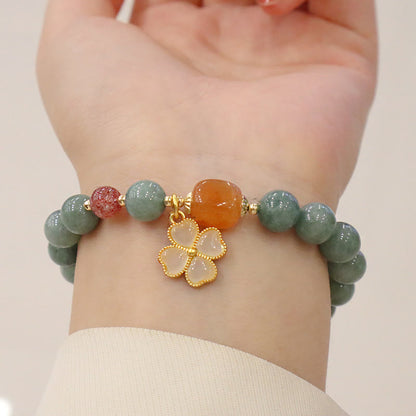 Buddhist Blessing Bring Good Luck Green Jade Bracelet Bangle Bundle