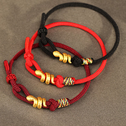 Buddhist Blessing 999 Gold Year of the Snake Design Handmade Luck Protection Rope Braided Bracelet