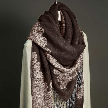 Buddhist Blessing Tibetan Cashew Jacquard Colorful Flower Print Tassels Shawl Fall Winter Soft Warm Scarf Wrap