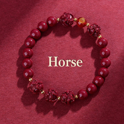 Buddhist Blessing Chinese Zodiac Cinnabar Keep Away Evil Spirits Blessing Bracelet