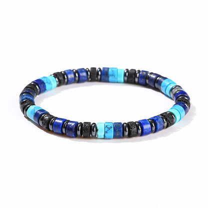 Buddhist Blessing Hematite Turquoise Lazurite Lava Rock Black Glitter Stone Support Bracelet