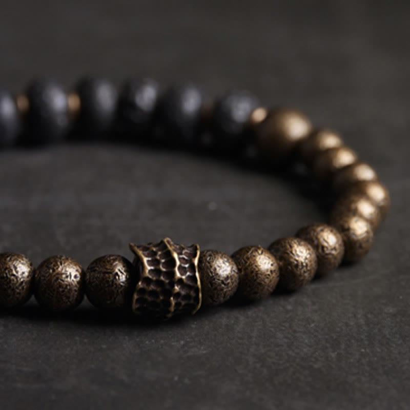 Buddhist Blessing Lava Rock Beads Adsorb Negative Energy Copper Bracelet