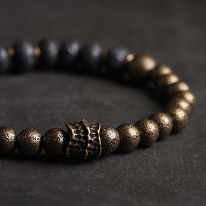 Buddhist Blessing Lava Rock Beads Adsorb Negative Energy Copper Bracelet