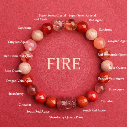 Buddhist Blessing Five Elements Various Agate Crystal Green Strawberry Quartz Moss Agate Green Phantom Luck Bracelet