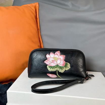 Buddhist Blessing Lotus Su Embroidery Journey Shopping Purse Handbag