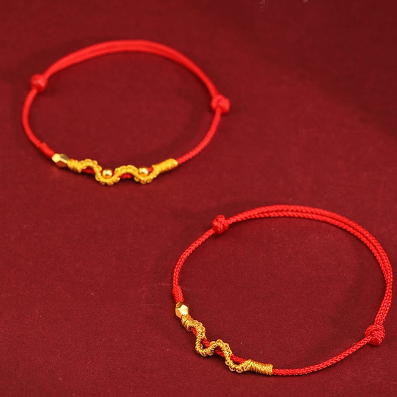 Buddhist Blessing 999 Gold Year of the Snake Handmade Luck Strength Braided Bracelet Anklet
