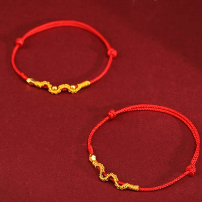 Buddhist Blessing 999 Gold Year of the Snake Handmade Luck Strength Braided Bracelet Anklet