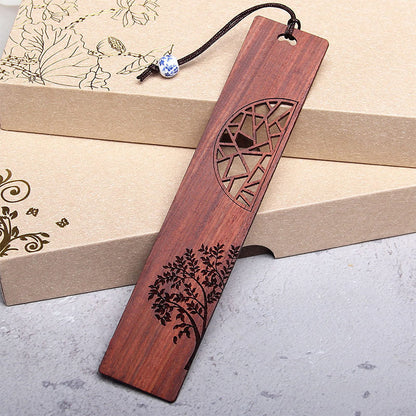 Buddhist Blessing The Tree of Life Ebony Wood Small Leaf Red Sandalwood Bookmarks With Gift Box (Extra 30% Off | USE CODE: FS30)