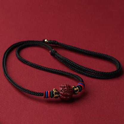 Buddhist Blessing Cinnabar Chinese Zodiac Black String Blessing Necklace Pendants