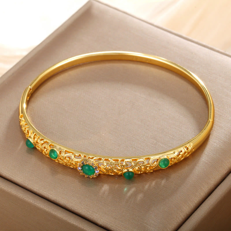 Buddhist Blessing Vine Design Alloy Zircon Luck Bracelet Bangle