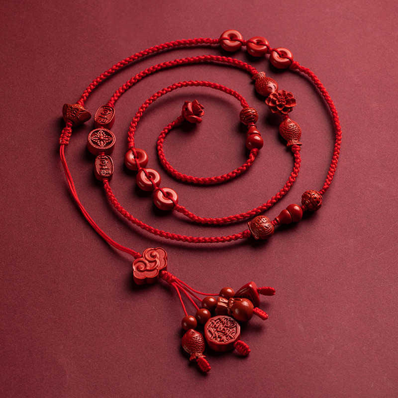 Buddhist Blessing Natural Cinnabar Calm Blessing Red String Belly Chain