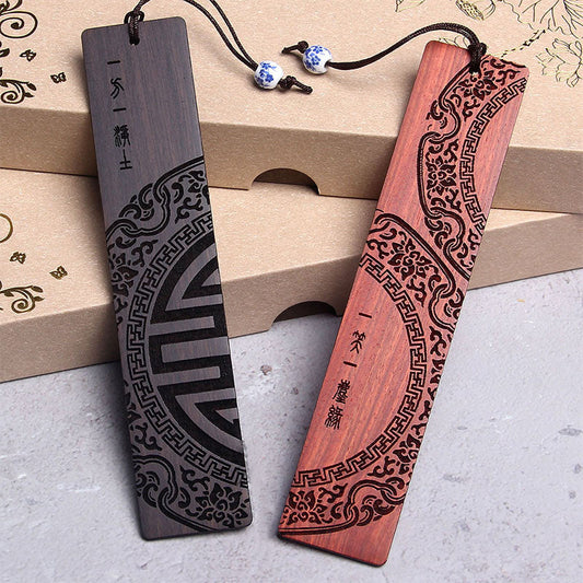 Buddhist Blessing Zen Enlightenment Quotes Ebony Wood Small Leaf Red Sandalwood Bookmarks With Gift Box (Extra 30% Off | USE CODE: FS30)