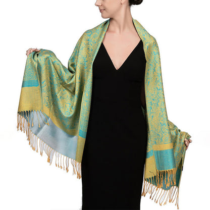 Buddhist Blessing Tibetan Cashew Jacquard Tassels Shawl Spring Fall Winter Warm Cozy Scarf Wrap