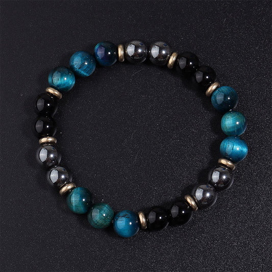 Buddhist Blessing Natural Blue Tiger Eye Beads Balance Bracelet