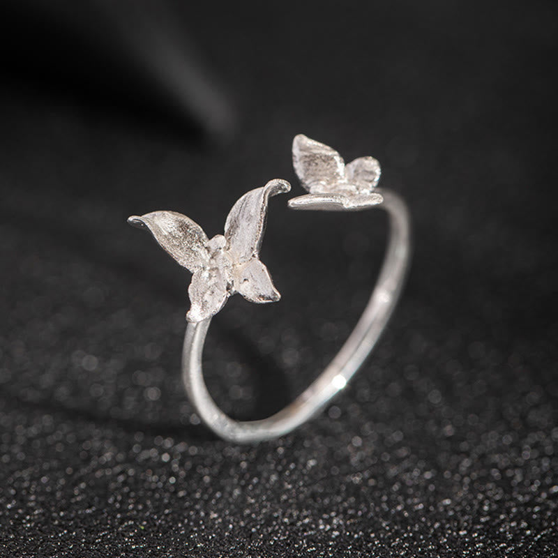 Buddhist Blessing 925 Sterling Silver Butterfly Love Ring