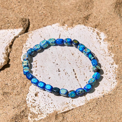 Buddhist Blessing Natural Colorful Emperor Stone Oval Square Beads Anti-stress Bracelet