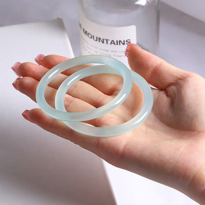 Buddhist Blessing Blue Chalcedony Emotional Balance Energy Bracelet Bangle