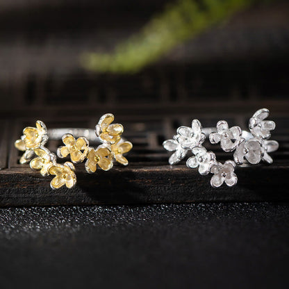 Buddhist Blessing 925 Sterling Silver Osmanthus Fragrans Ring