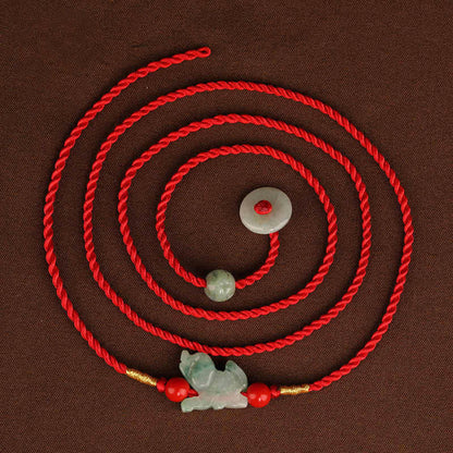 Buddhist Blessing Jade Peace Buckle Blessing Red String Belly Chain