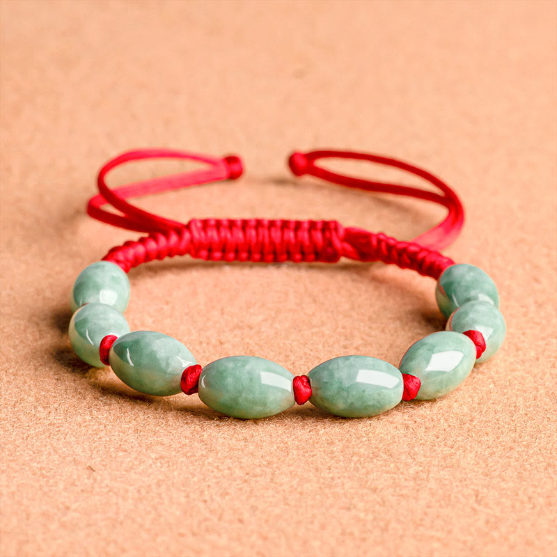 Buddhist Blessing Jade Luck Red String Bracelet