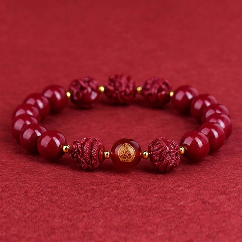 Buddhist Blessing Chinese Zodiac Cinnabar Keep Away Evil Spirits Blessing Bracelet