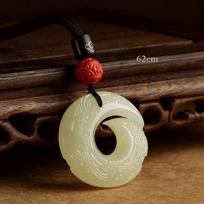 Buddhist Blessing Peace Buckle Jade Small Leaf Red Sandalwood Cinnabar Agate Luck Necklace Pendant