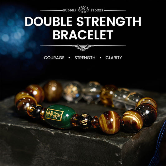 Buddhist Blessing Chinese Zodiac Tiger Eye White Crystal Courage Bracelet