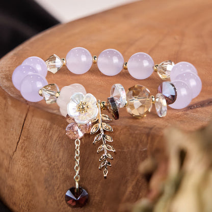 Buddhist Blessing Blue Crystal Amethyst Sun Stone Green Aventurine Healing Bracelet