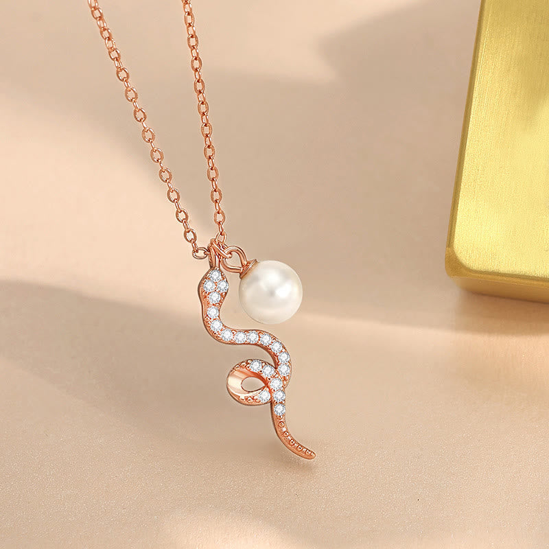 Buddhistblessing tempel Stones 925 Sterling Silver Pearl Year Of The Snake Blessing Sincerity Necklace Pendant