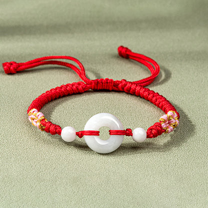 Buddhist Blessing Jade Luck Abundance Red String Bracelet