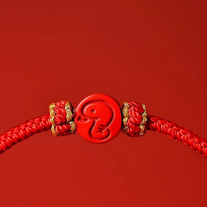 Buddhist Blessing Chinese Zodiac Red String Eight Thread Peace Knot Cinnabar Protection Luck Bracelet