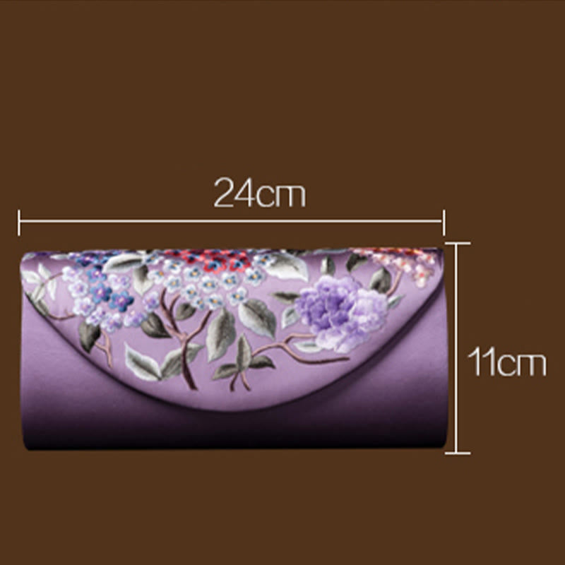 Buddhist Blessing Hydrangea Su Embroidery Wedding Shopping Wallet Purse Handbag Crossbody Bag