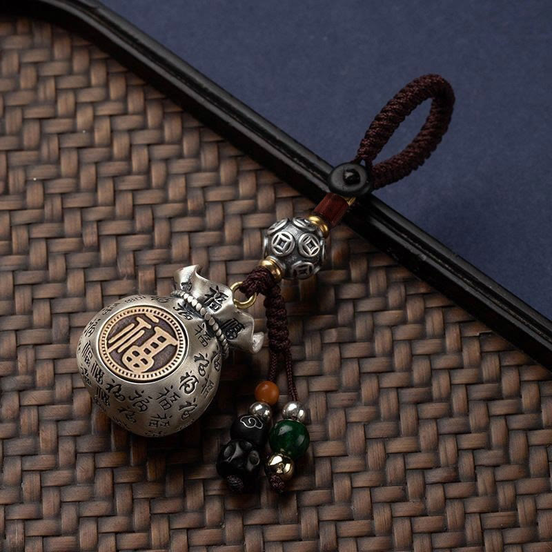 Buddhist Blessing Fu Character Money Bag Making Money Every Day Fortune Key Chain