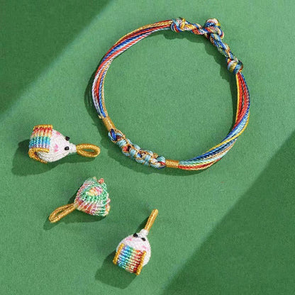 Buddhist Blessing Colorful Rope Peach Blossom Knot Zongzi Braided Bracelet