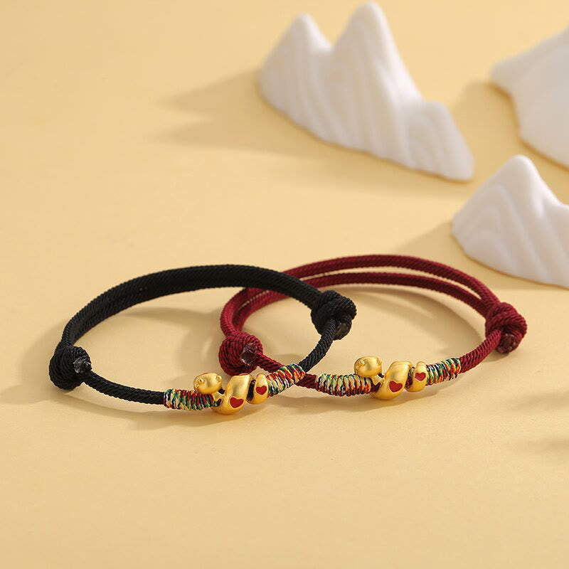 Buddhist Blessing Red String Copper Alloy Love Year Of The Snake Protection Braided Bracelet